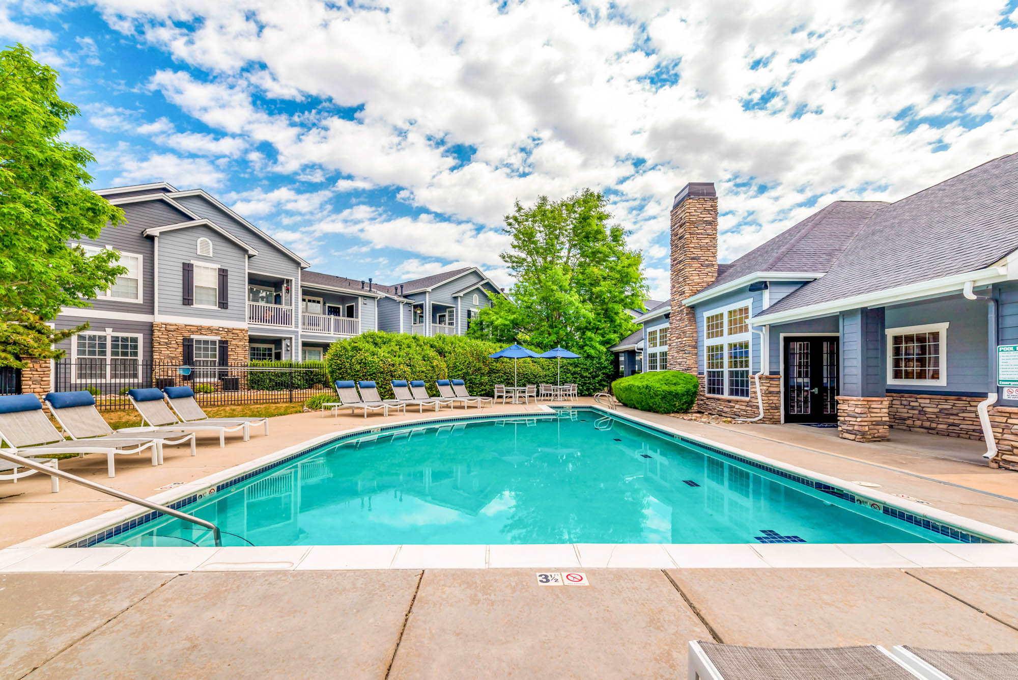The pool at Eagle Ridge apartments in Denver, CO.