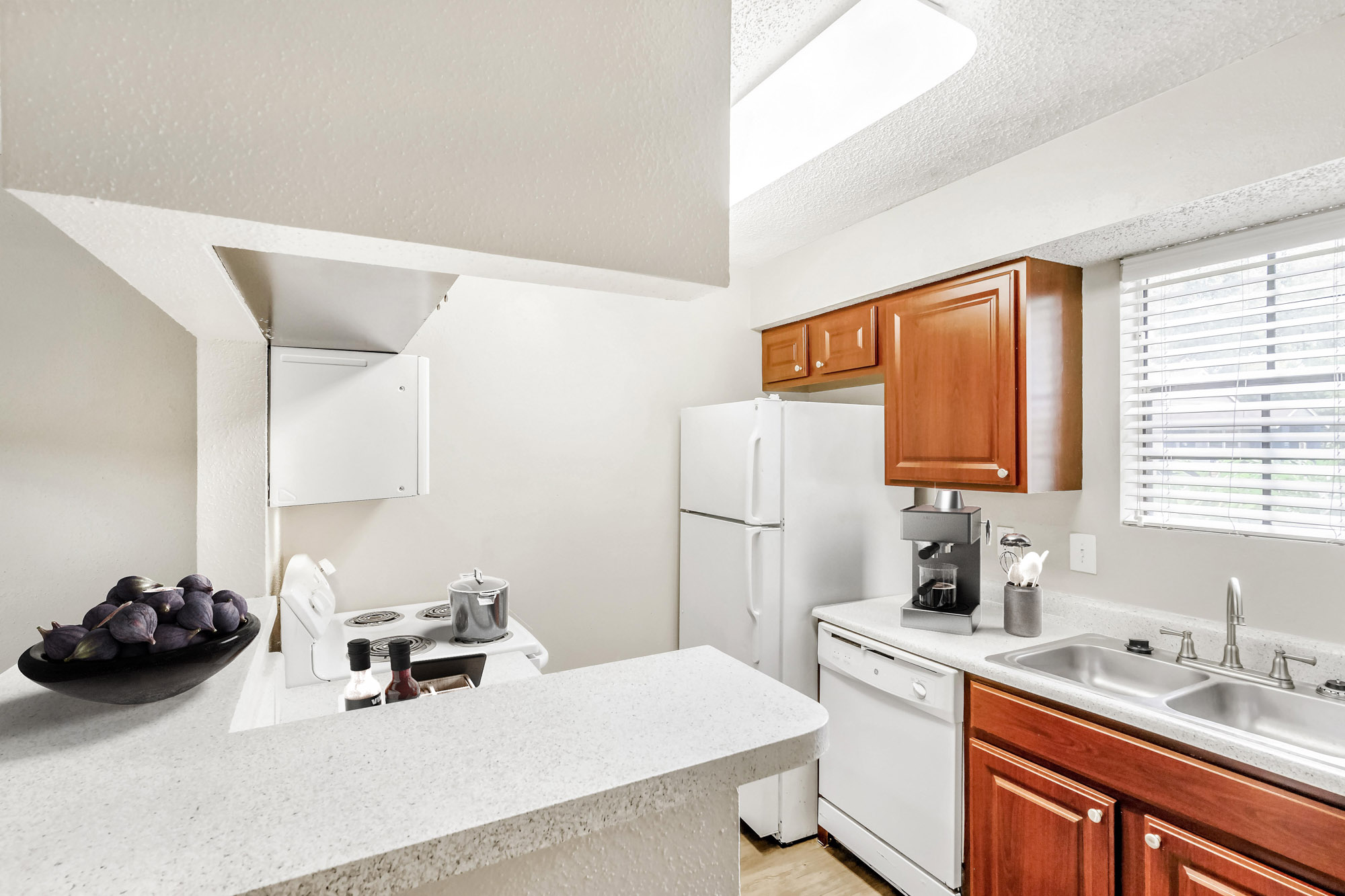 The kitchen in an apartment in St. James Crossing in Tampa, Florida.