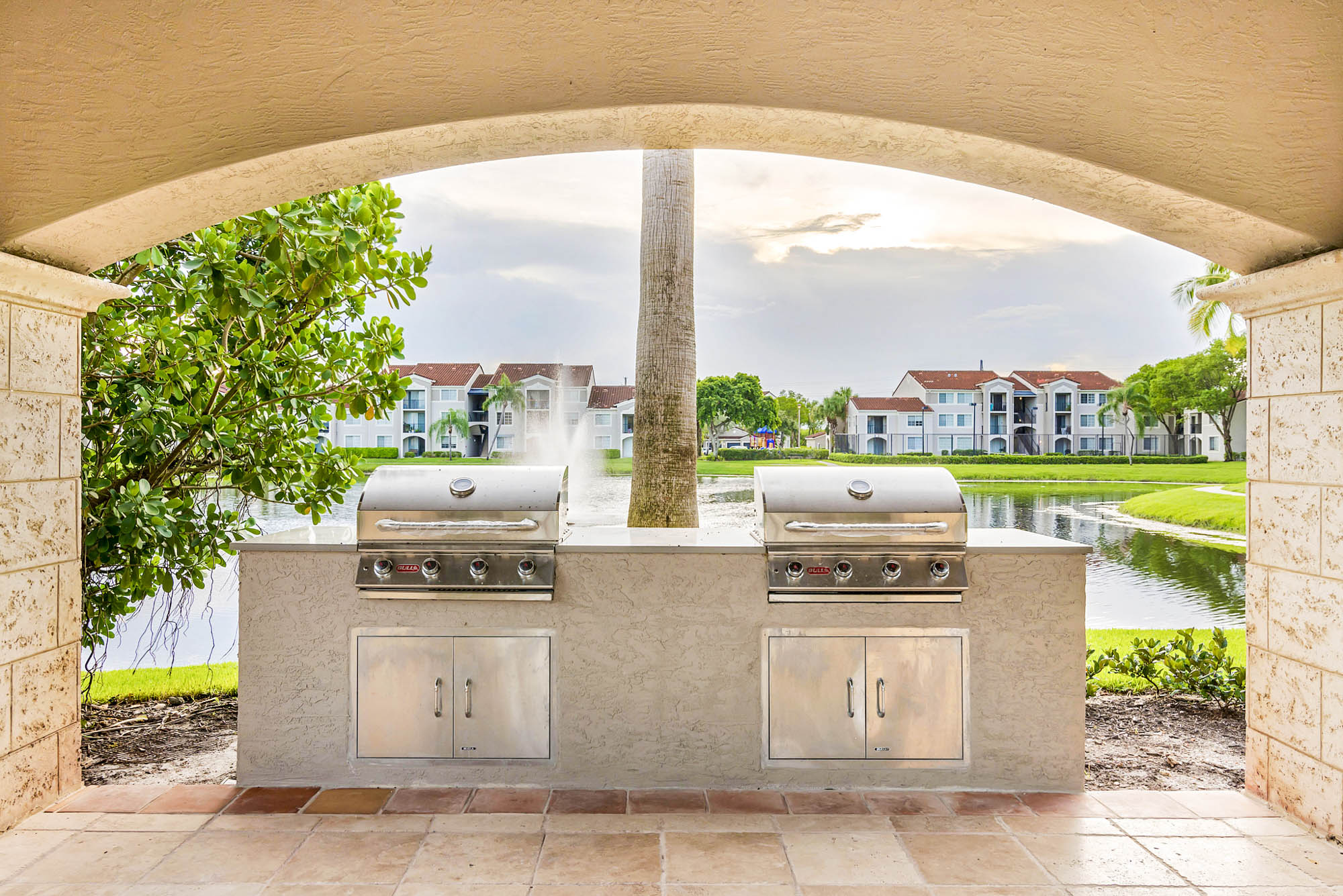 The grilling area at Miramar Lake in Fort Lauderdale, FL.
