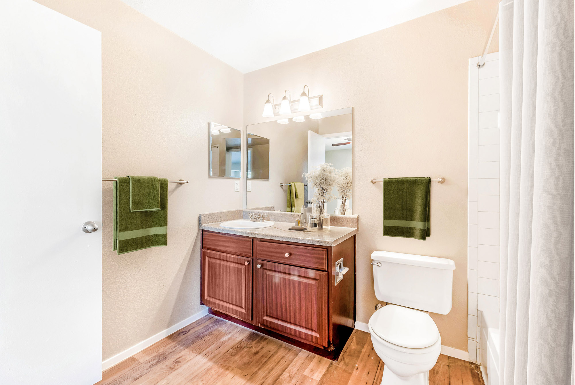 A bathroom at Canyon Chase apartments in Westminster, CO.