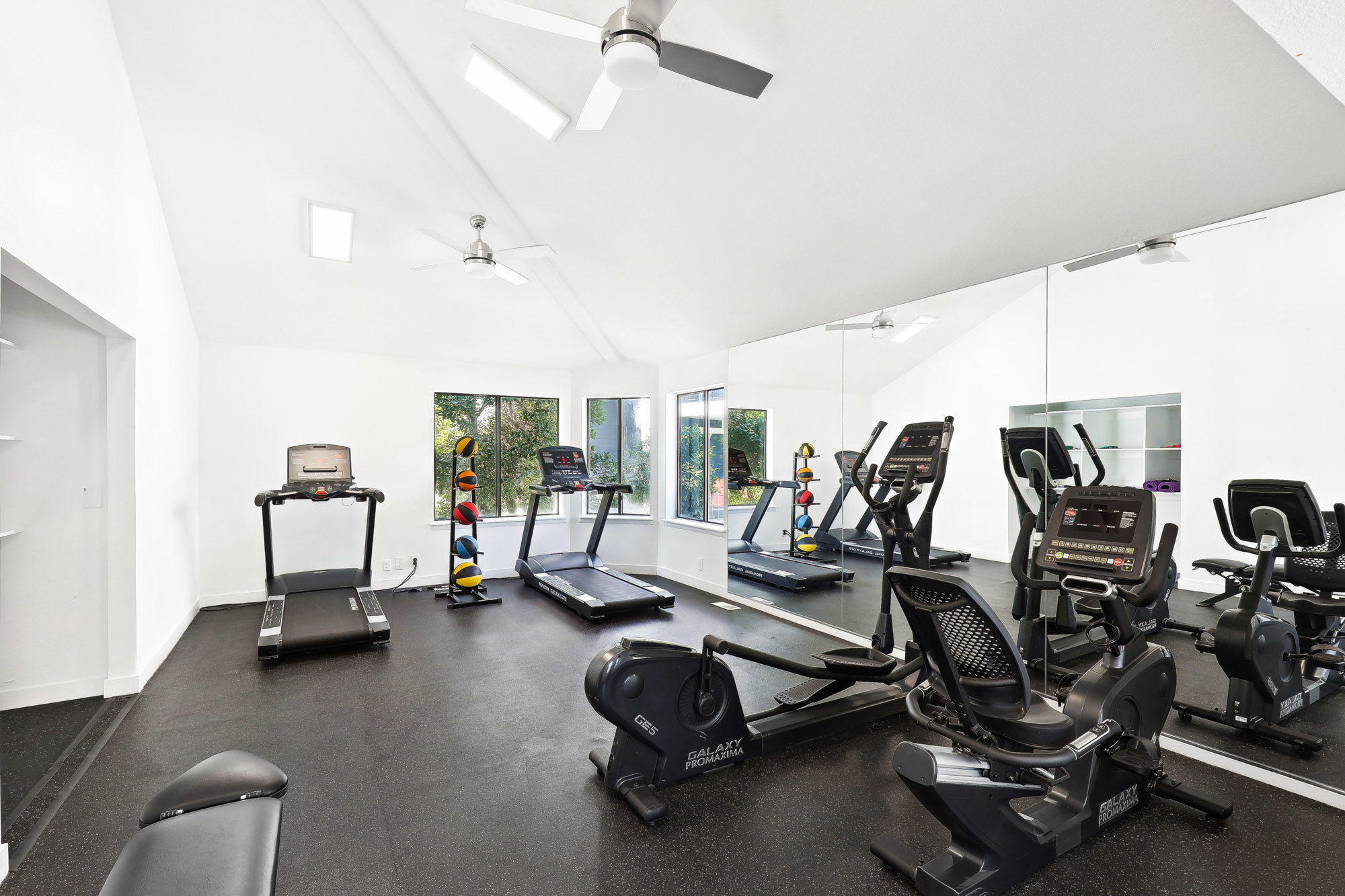 The fitness center at James Pointe apartments in Murray, Utah.