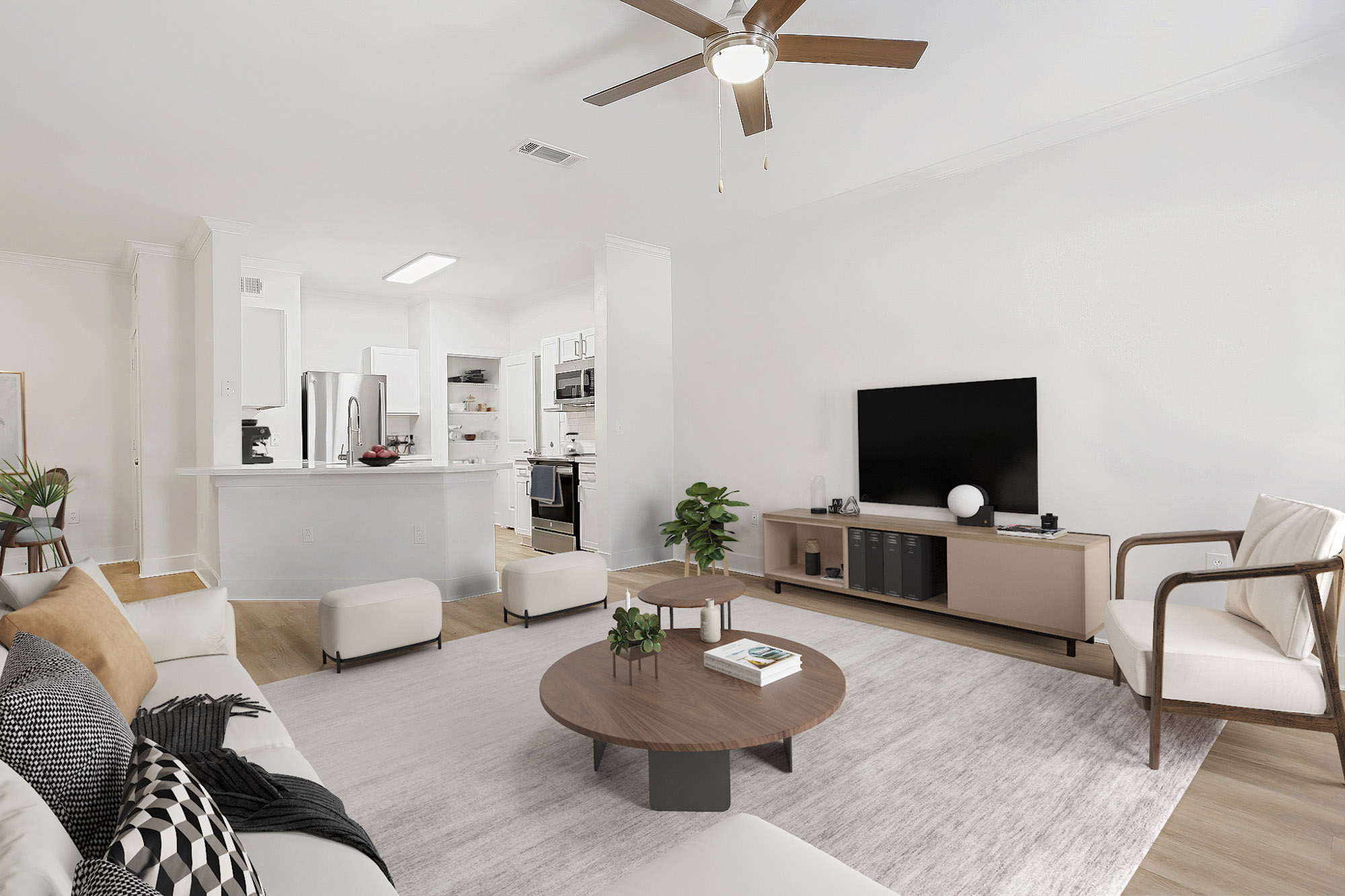 A living space at The Villas at Shadow Creek apartments in Houston, TX.