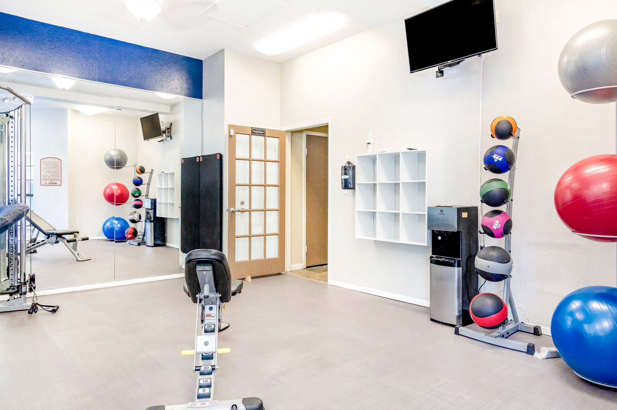 The fitness center at Canyon Chase apartments in Westminster, CO.