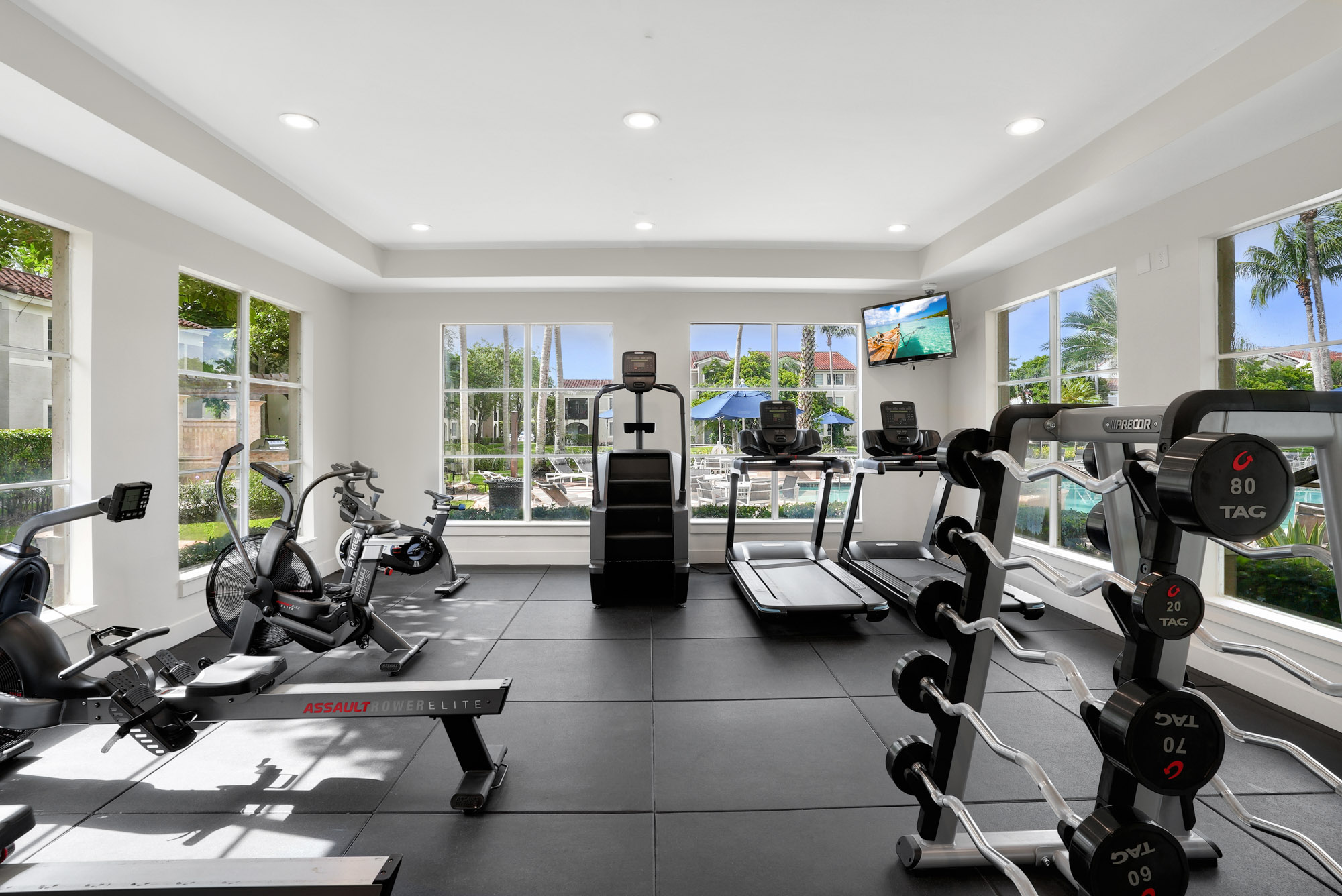 The fitness center at Miramar Lake in Fort Lauderdale, FL.
